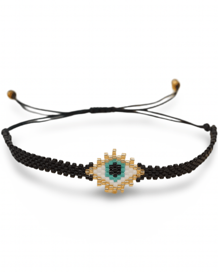 Black Beaded Evil Eye Bracelet