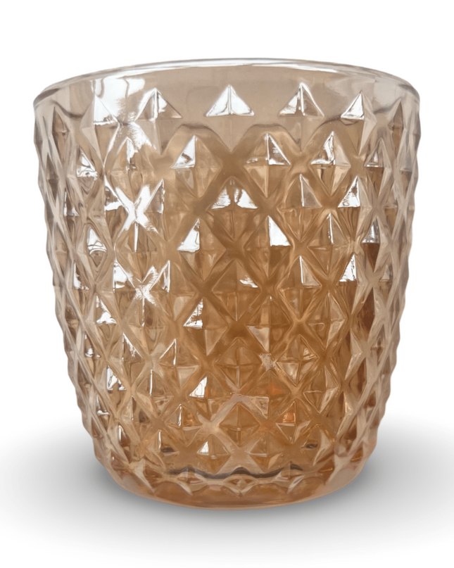 Gold Glass Geocut Candle Votive Holder