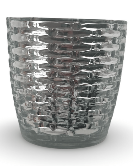 Silver Glass Geocut Candle Votive Holder