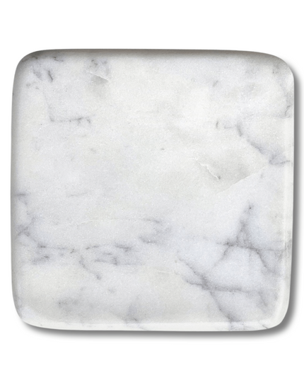 Square Rounded White Marble Handcut Coasters