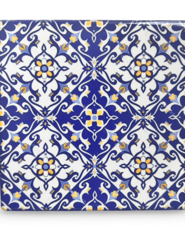 Blue White Mosaic Tile Portuguese Coaster
