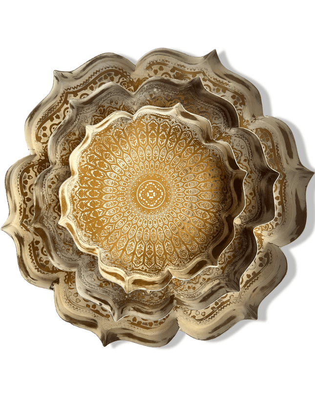 Antique Finish Gold Lotus Trays