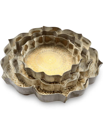 Antique Finish Gold Lotus Trays