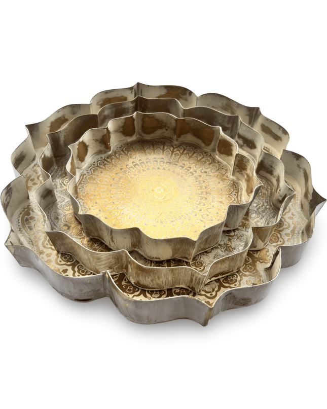 Antique Finish Gold Lotus Trays