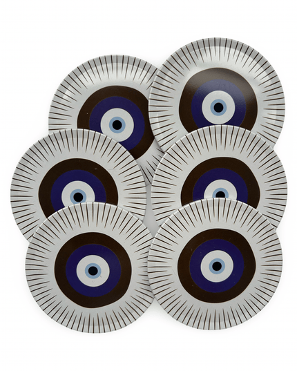 Aluminum Evil Eye Coaster Set with Cork Base