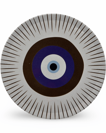 Aluminum Evil Eye Coaster with Cork Base