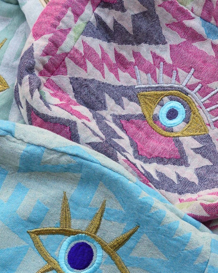 Three Patterned Pouches With Evil Eye Designs