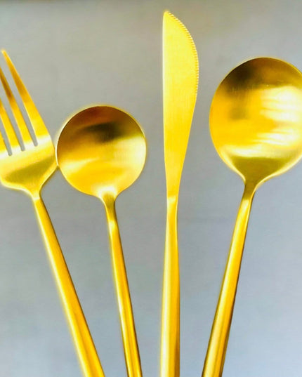 Ruva Brushed Gold 4-Piece Stainless Steel Cutlery Set