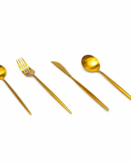 Ruva Brushed Gold 4-Piece Stainless Steel Cutlery Set