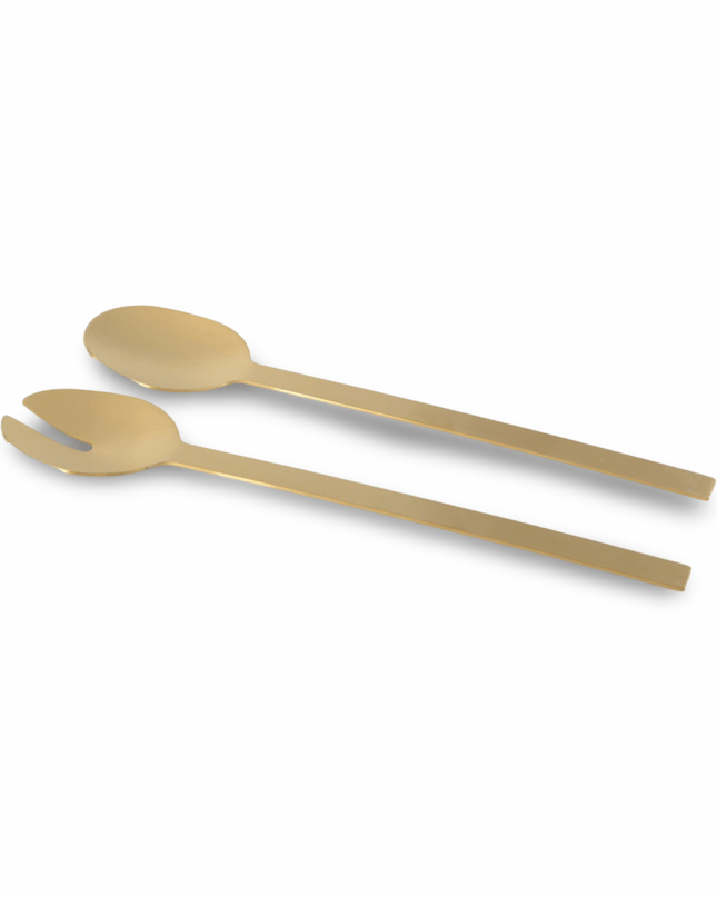 Brushed Gold Metal Salad Servers