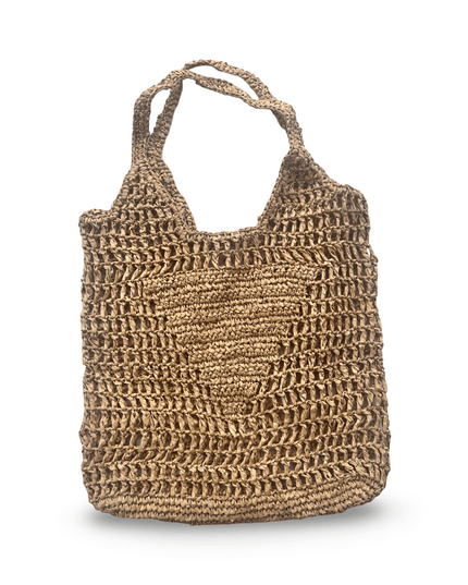 Beige Rafiya Shoulder Beach Bag