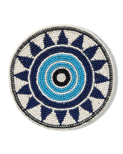 Evil Eye Geometric Design Beaded Coaster