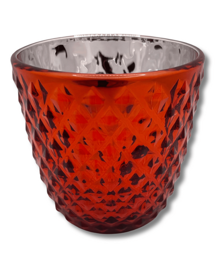 Red Glass Geocut Candle Votive Holder