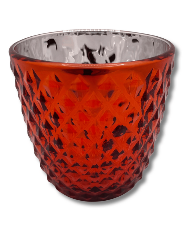 Red Glass Geocut Candle Votive Holder