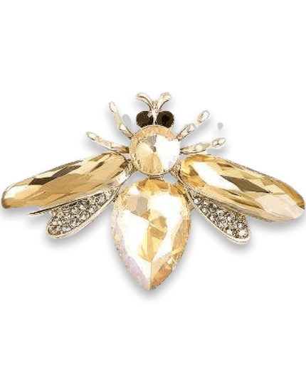 Gold Bee Rhinestone Brooch