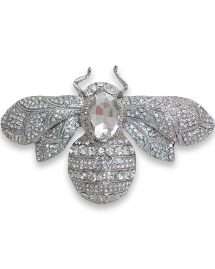 Silver Bee Rhinestone Brooch
