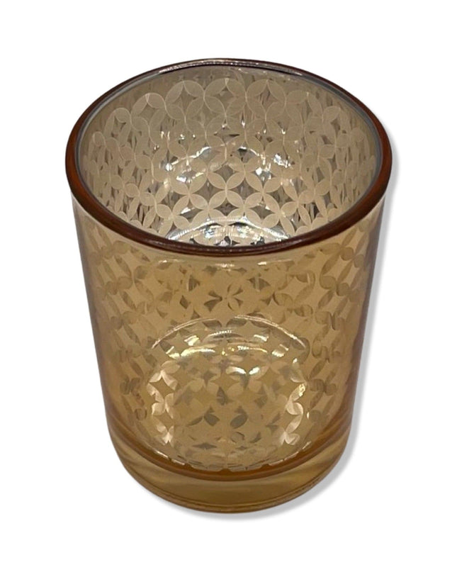 Gold Glass Candle Holder Tealight Holder with Design