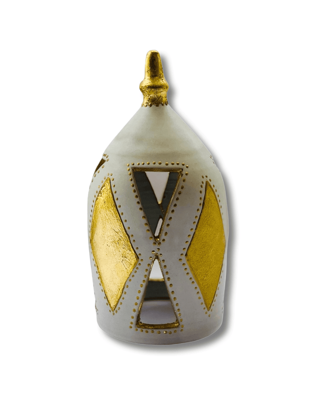Handpainted Dome Candle Holder Gold