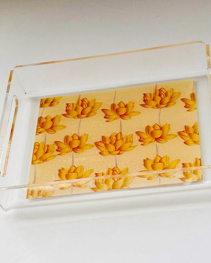 Gold Acrylic Lotus Print Tray