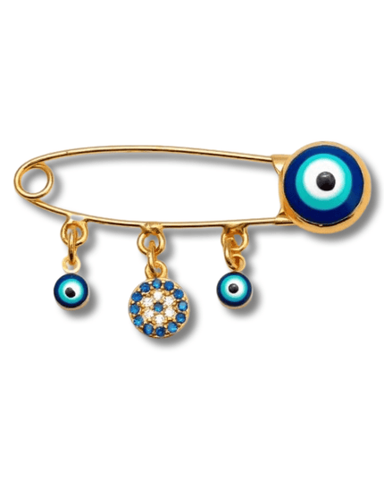 Gold Evil Eye  Baby Pin with Crystals