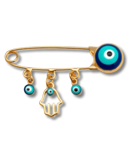 Gold Evil Eye Hamsa Baby Pin