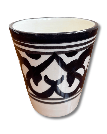 Handpainted Ceramic Black White Geometric Water Glass