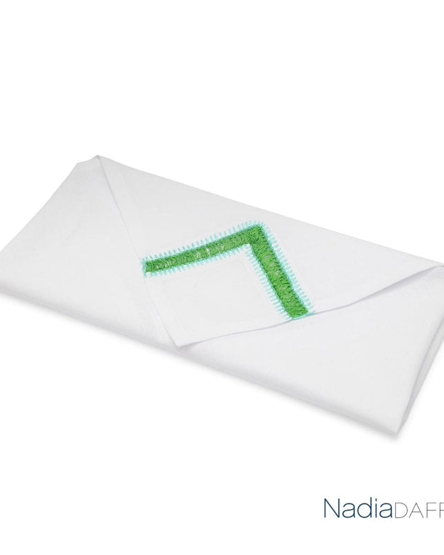 Nadia Dafri Embroidered White Green Cotton Napkins