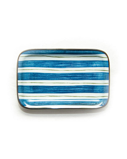 Blue White Striped Sushi Plate