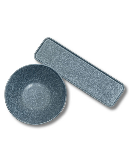 Stone Finish Blue Rectangular Plate and Bowl