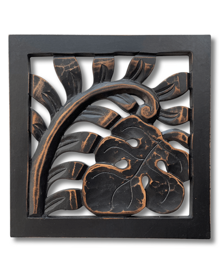 Black Carved Wood Trivet Hot Plate