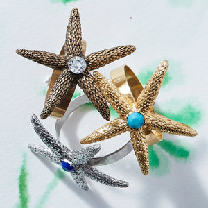 Joanna Buchanan Gold Turquoise Starfish Napkin Ring