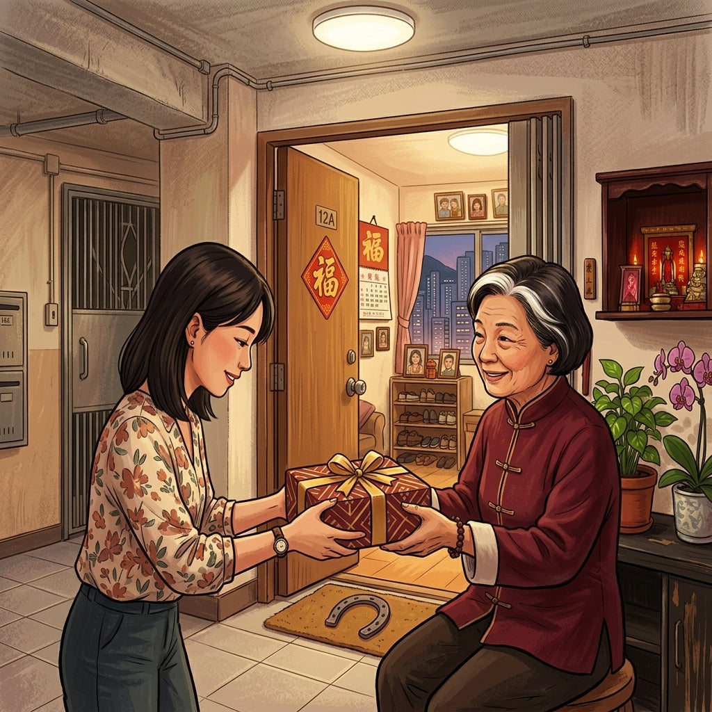 Artisan gift wrapping illustration for Hong Kong gifting guide