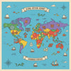 An illustrated vintage-style world map titled "Global Artisan Journey" at the top and "Handmade Heritage" at the bottom, set against a teal ocean background.