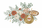 A globally-inspired Mother's Day table scene illustration