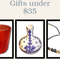 Gifts under $35: Tiri water jug, red dhari glasses, beaded bracelet and Isha candle holder