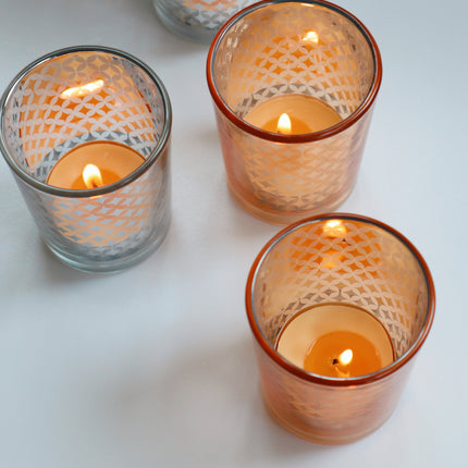 Casa Duniya's Gold and Silver Glass Payal Votives with Tealight Lit Candles