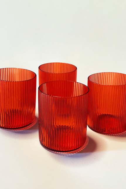 Casa Duniya's Red Dhari Water Glasses Set
