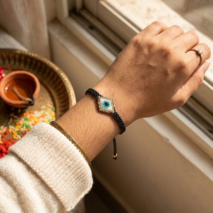 Casa Duniya Evil Eye Beaded Adjustable Bracelets Celestial Eye Rakhi