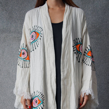 Casa Duniya's Hand-Stamped Awali Kimono from Lebanon