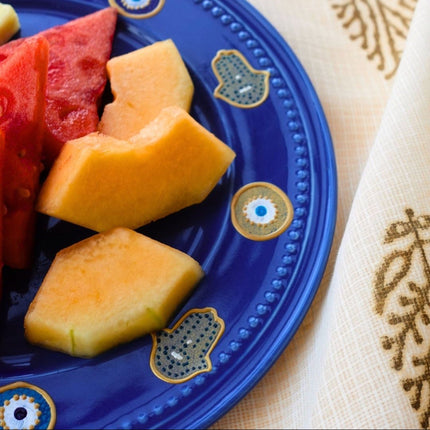 Casa Duniya's Blue Hand-Painted Evil Eye Jana Serving Plate