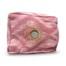 Load image into Gallery viewer, Pink Cosmetic Pouch with  Evil Eye Nazar Embroidery
