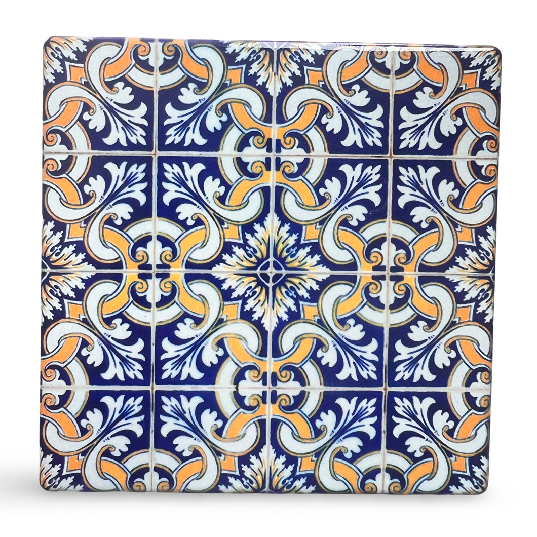 Blue White Mosaic Tile Portuguese Coaster