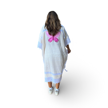 Load image into Gallery viewer, Hand-Painted Yellow Kaftan with Pink Butterfly
