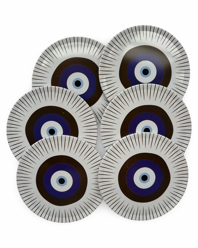 Aluminum Evil Eye Coaster Set with Cork Base