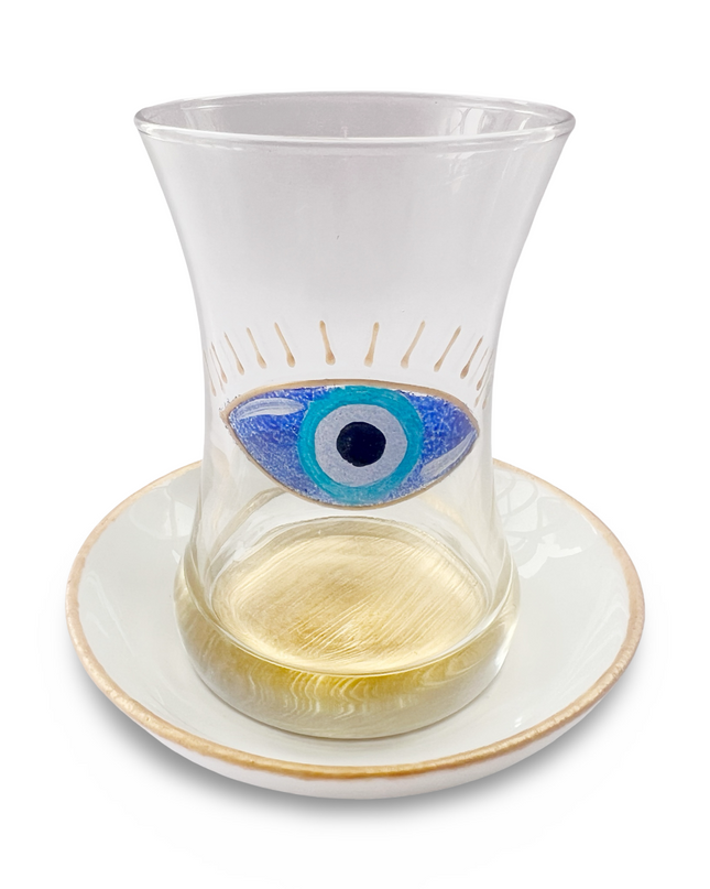 Hand-Painted Evil Eye Teacup and Saucer