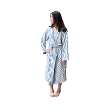 Load image into Gallery viewer, Blue Geometric Design Robe with Embroidery
