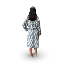 Load image into Gallery viewer, Black and White Robe with Evil Eye Embroidery
