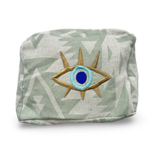 Load image into Gallery viewer, Green Evil Eye Nazar Embroidered Cosmetic Pouch
