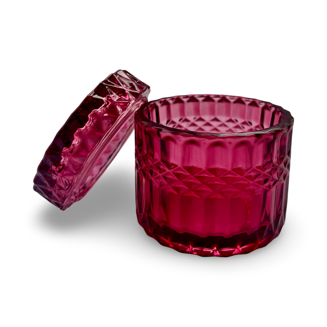 Red Geocut Candle Holder with Cover