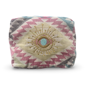 Multi-Colored Embroidered Evil Eye Cosmetic Pouch